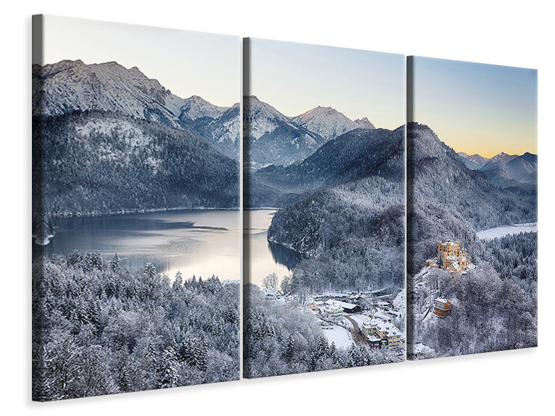 3-piece-canvas-print-neuschwanstein-castle-in-ammergebierge