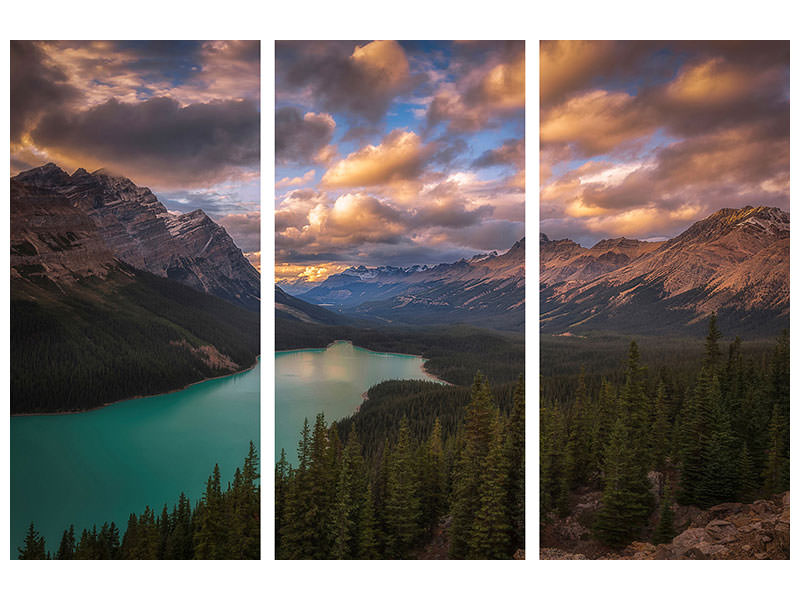 3-piece-canvas-print-peyto-lake-at-dusk