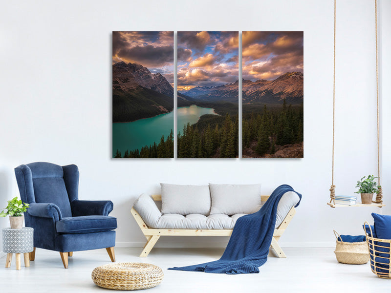 3-piece-canvas-print-peyto-lake-at-dusk