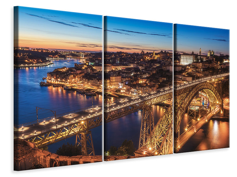 3-piece-canvas-print-portugal-porto-blue-hour