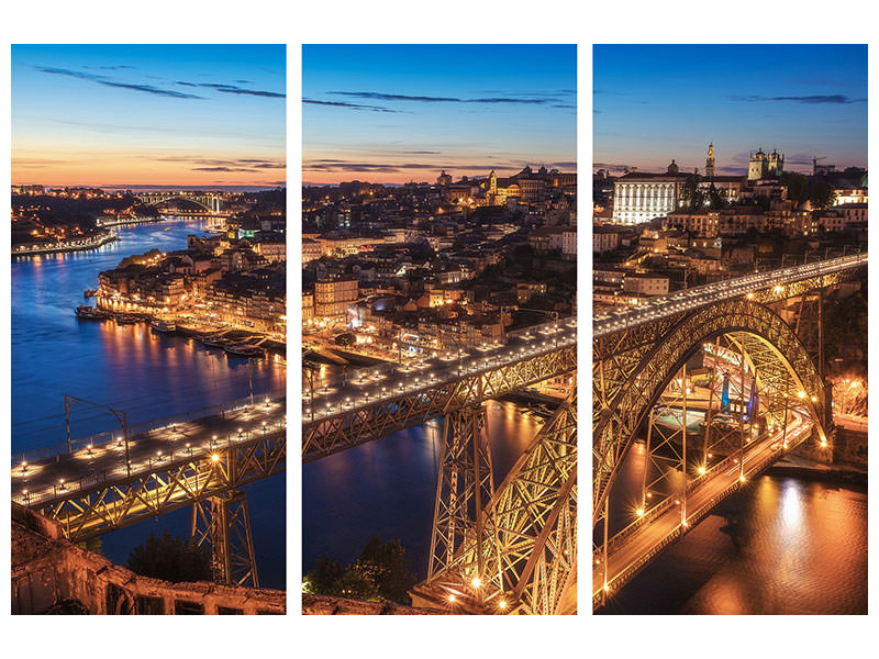 3-piece-canvas-print-portugal-porto-blue-hour