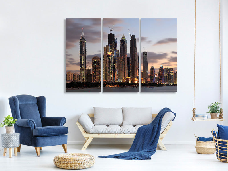 3-piece-canvas-print-skyline-dubai-at-sunset