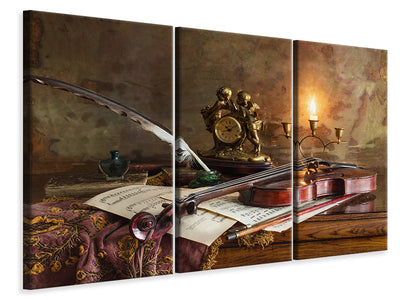 3-piece-canvas-print-still-life-with-violin-and-clock