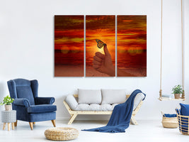3-piece-canvas-print-the-butterfly-in-the-evening-light