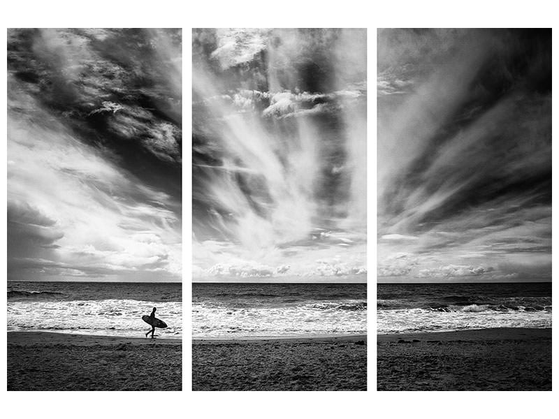 3-piece-canvas-print-the-loneliness-of-a-surfer