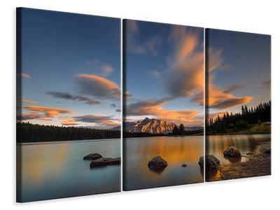 3-piece-canvas-print-two-jack-lake-sunset