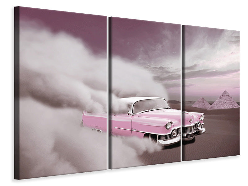 3-piece-canvas-print-vintage-car-in-the-desert-sand