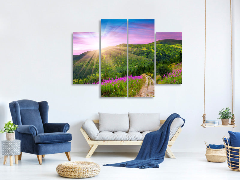 4-piece-canvas-print-a-summer-landscape-at-sunrise