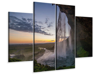 4-piece-canvas-print-evening-mood-at-the-waterfall