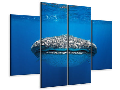 4-piece-canvas-print-face-to-face-with-a-whale-shark