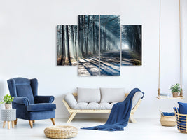 4-piece-canvas-print-forest-in-the-light-beam