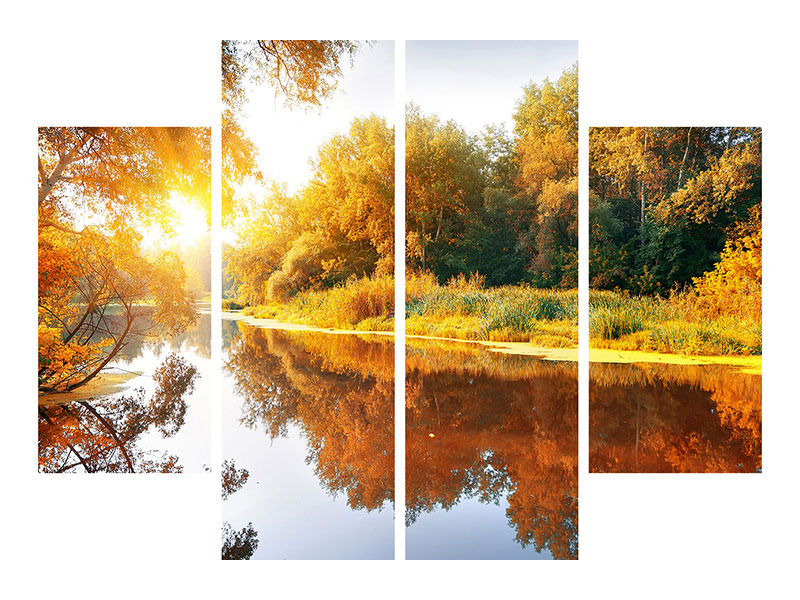 4-piece-canvas-print-forest-reflection-in-water