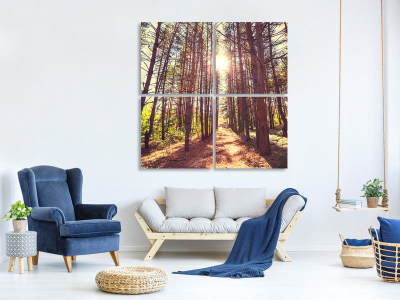 4-piece-canvas-print-light-at-the-end-of-the-forest-path