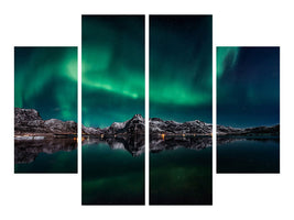 4-piece-canvas-print-lofoten-aurora-reflection