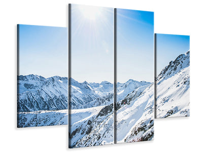 4-piece-canvas-print-mountain-panorama-in-snow