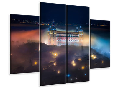4-piece-canvas-print-mystic-foggy-night-in-toledo-city