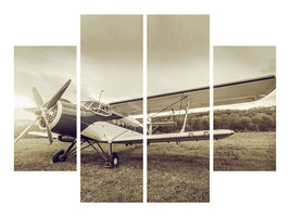 4-piece-canvas-print-nostalgic-aircraft-in-retro-style