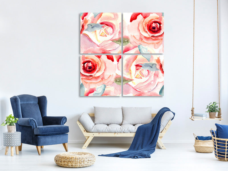 4-piece-canvas-print-painting-rose