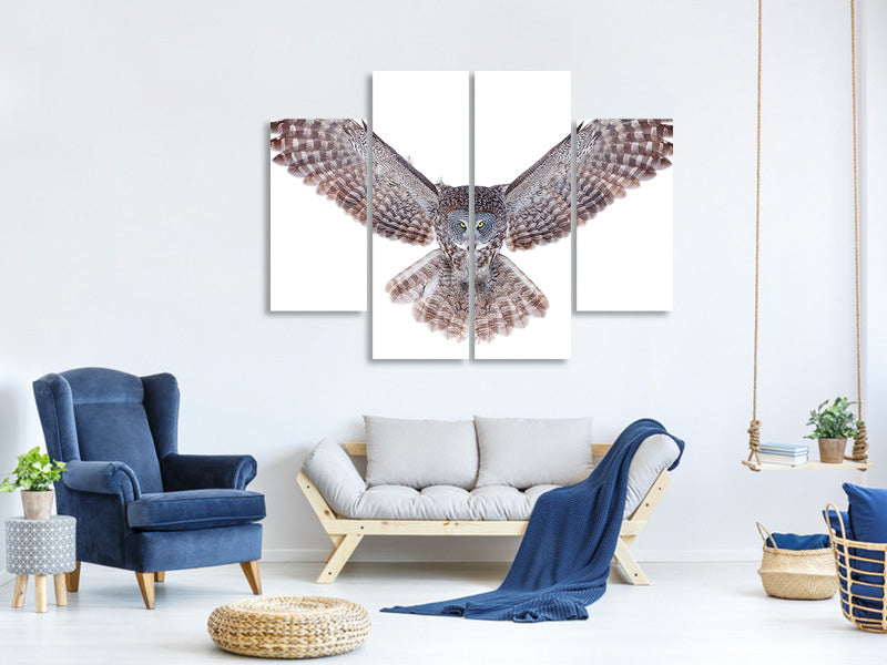 4-piece-canvas-print-power-great-grey-owl