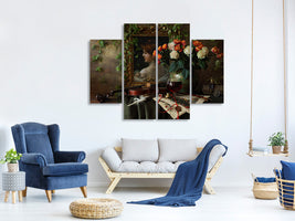 4-piece-canvas-print-still-life-with-violin-and-flowers-ii