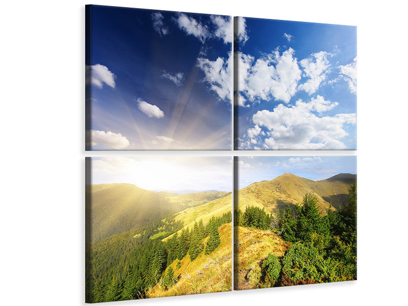 4-piece-canvas-print-sunrise-in-the-mountains