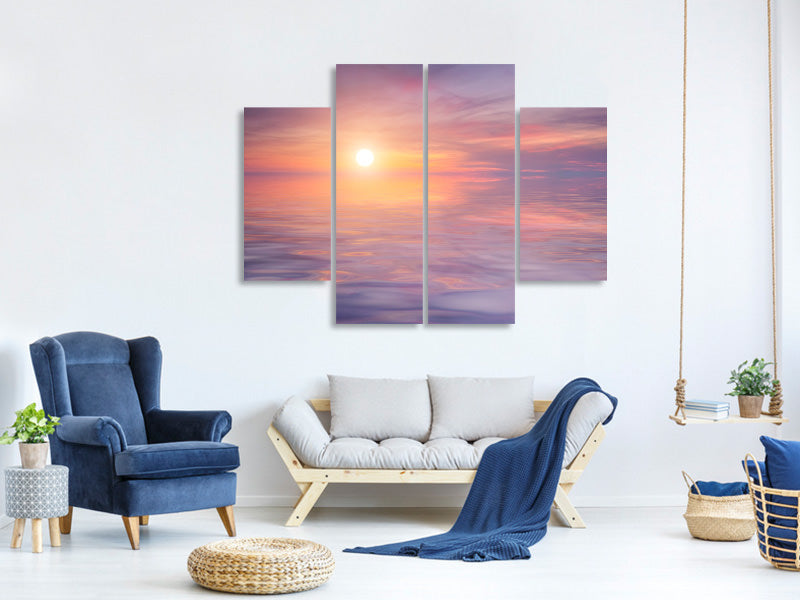 4-piece-canvas-print-sunset-by-the-lake