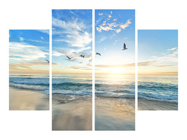 4-piece-canvas-print-the-seagulls-and-the-sea-at-sunrise