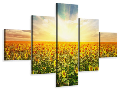 5-piece-canvas-print-a-field-full-of-sunflowers