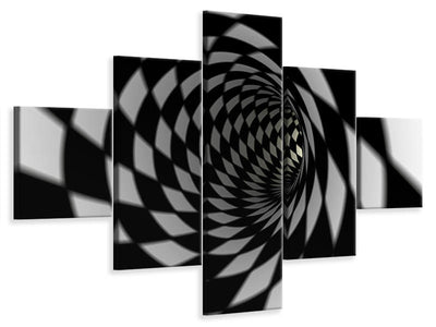 5-piece-canvas-print-abstract-tunnel-black-white