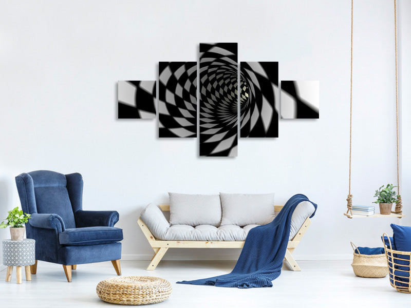 5-piece-canvas-print-abstract-tunnel-black-white
