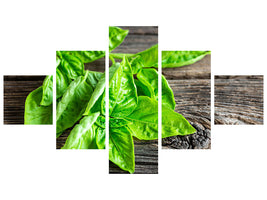 5-piece-canvas-print-basil-leaves-ii