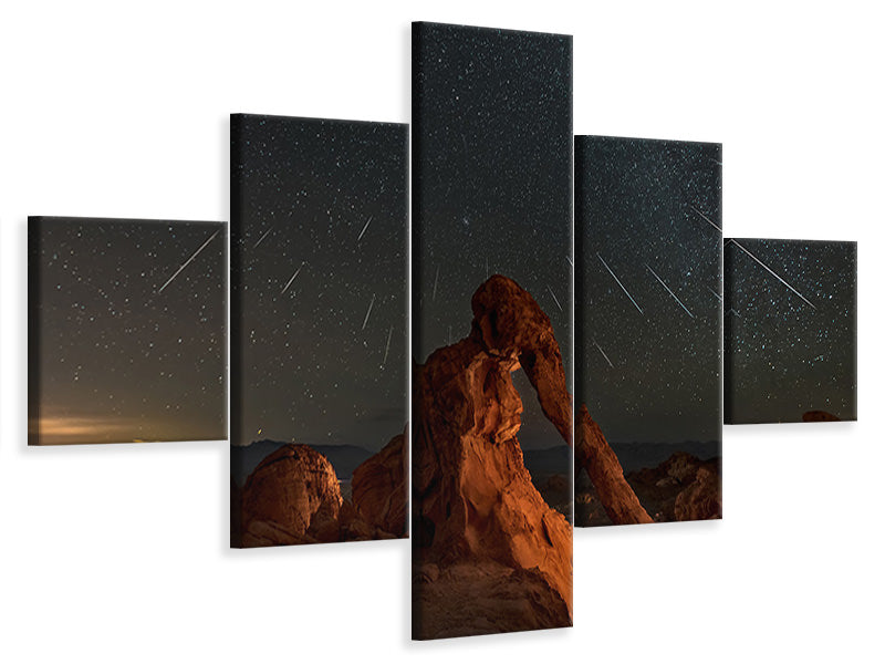 5-piece-canvas-print-geminid-meteor-shower-above-the-elephant-rock