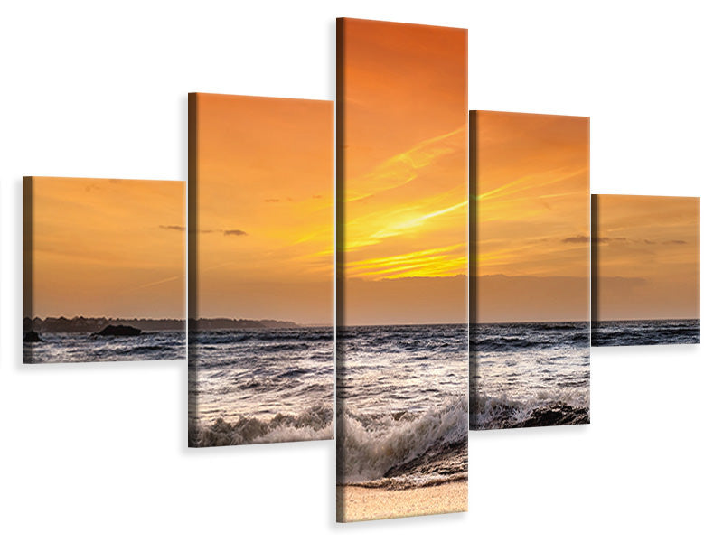 5-piece-canvas-print-lake-with-sunset