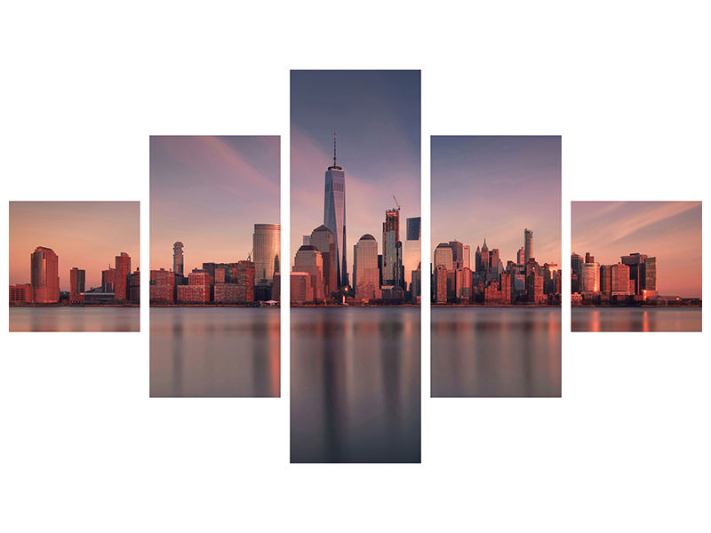 5-piece-canvas-print-lower-manhattan-at-dusk