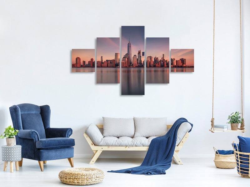 5-piece-canvas-print-lower-manhattan-at-dusk