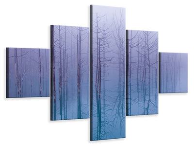 5-piece-canvas-print-misty-blue-pond