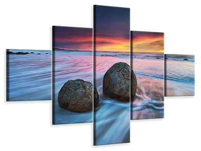 5-piece-canvas-print-moeraki-boulders-ii