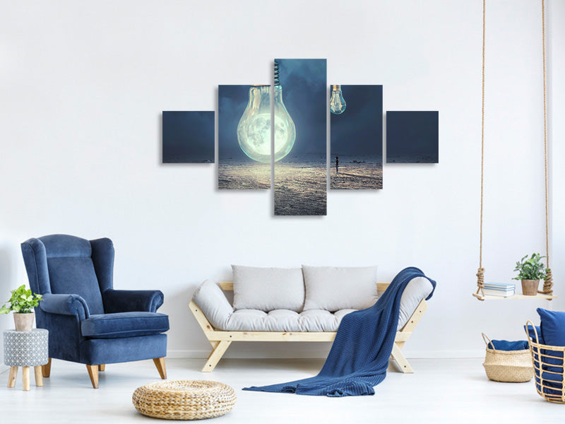 5-piece-canvas-print-moon-lamp