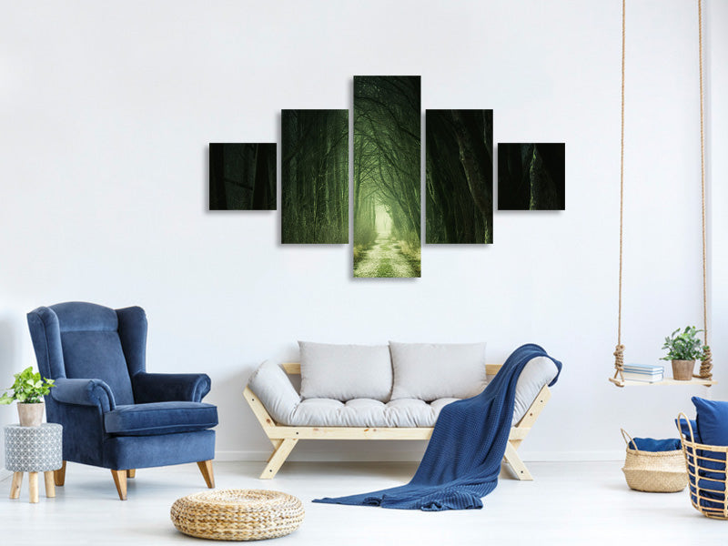 5-piece-canvas-print-mysterious-forest-iii