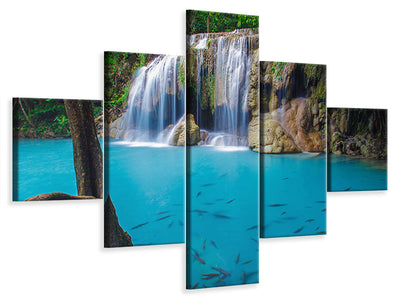 5-piece-canvas-print-nature-waterfall