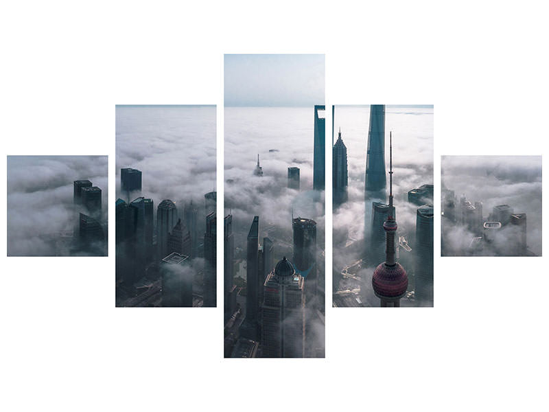 5-piece-canvas-print-shanghai-in-the-fog-from-above