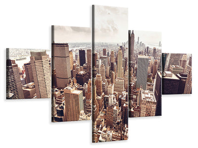 5-piece-canvas-print-skyline-over-the-roofs-of-manhattan
