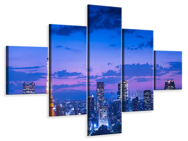 5-piece-canvas-print-tokyo-night-view