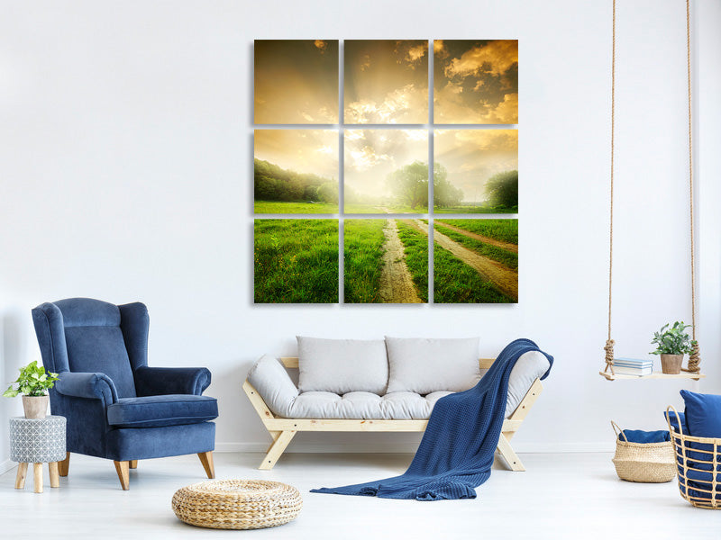 9-piece-canvas-print-mystic-sunset