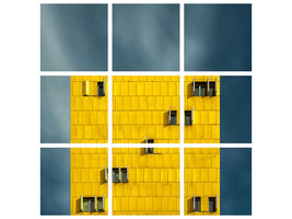 9-piece-canvas-print-yellow-and-blue-iii