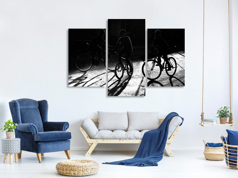 modern-3-piece-canvas-print-boys-bycicles-shadow-and-light