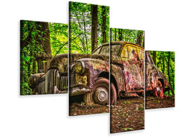 modern-4-piece-canvas-print-abandoned-classic-car