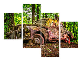 modern-4-piece-canvas-print-abandoned-classic-car