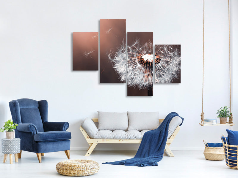 modern-4-piece-canvas-print-dandelion-in-the-evening-light