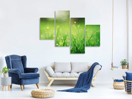 modern-4-piece-canvas-print-meadow-with-morning-dew